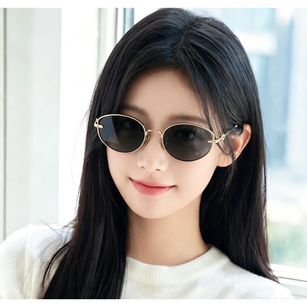 [ Pre-Order ] DIOR Slim Metal Frame Retro Oval Sunglasses, Elegant Women's Sunglasses, Petit CD B2U
