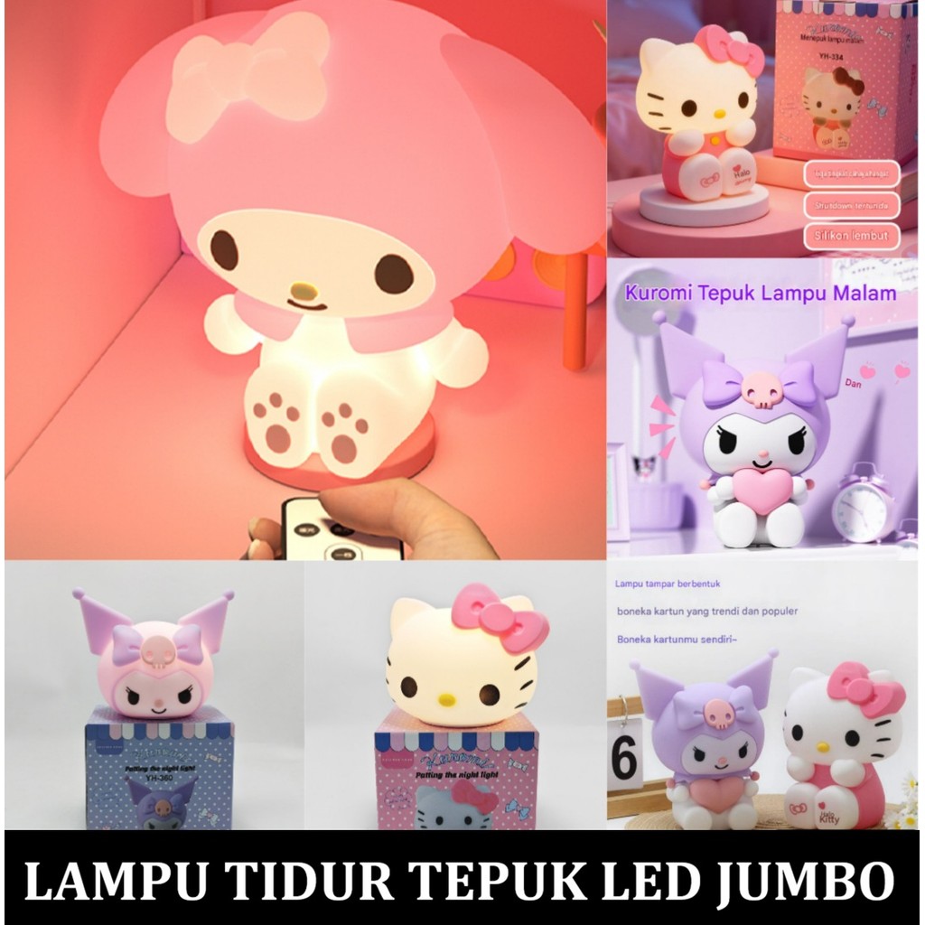 Lampu Tidur LED Sanrio My melody Kuromi hello Kitty Jumbo 3d Boneka silicone silikon charge USB Port