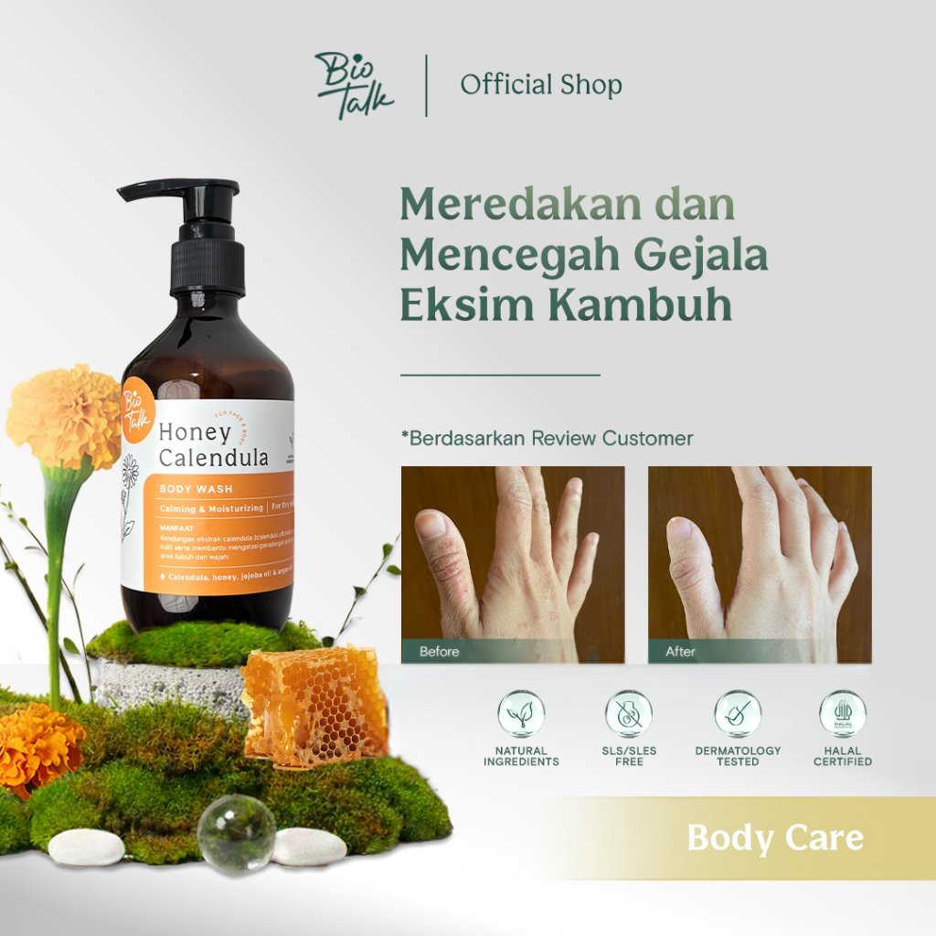 Biotalk Honey Calendula Body Wash SLS Free Sabun Mandi Meredakan Gatal-Gatal dan Kemerahan