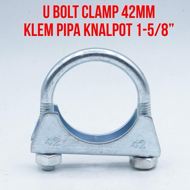 EROM 42mm 1-5/8 inch Klem Pipa Knalpot Exhaust UBolt Clamps | 42 mm 1 5/8 inch U Bolt Clamp for Auto