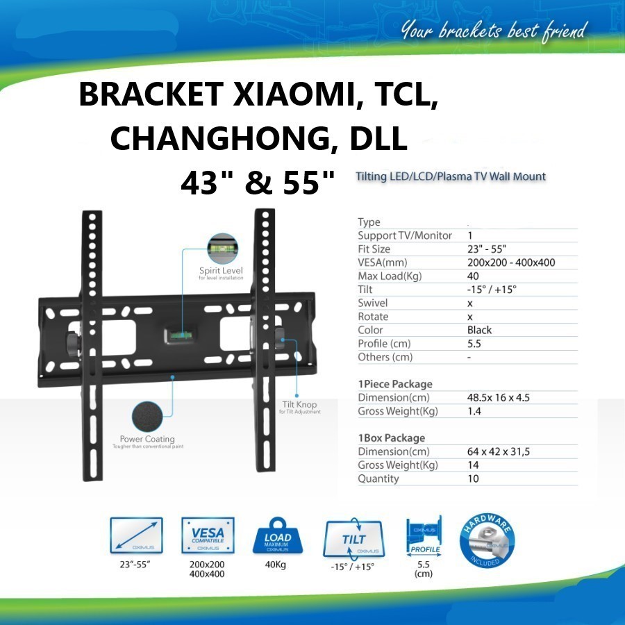 Bracket TV Xiaomi Ukuran 43 inch dan 55 inch
