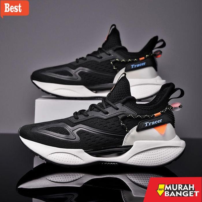 RJT Store D18 - Sepatu Sneaker Pria Kasual black/white/grey  casual running  shoes  sneakers  olahra
