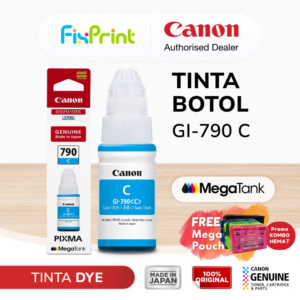 Tinta Original Canon 790 Cyan - Tinta Canon G1010 G2010 G3010 G4010 - Tinta Printer Canon MegaTank