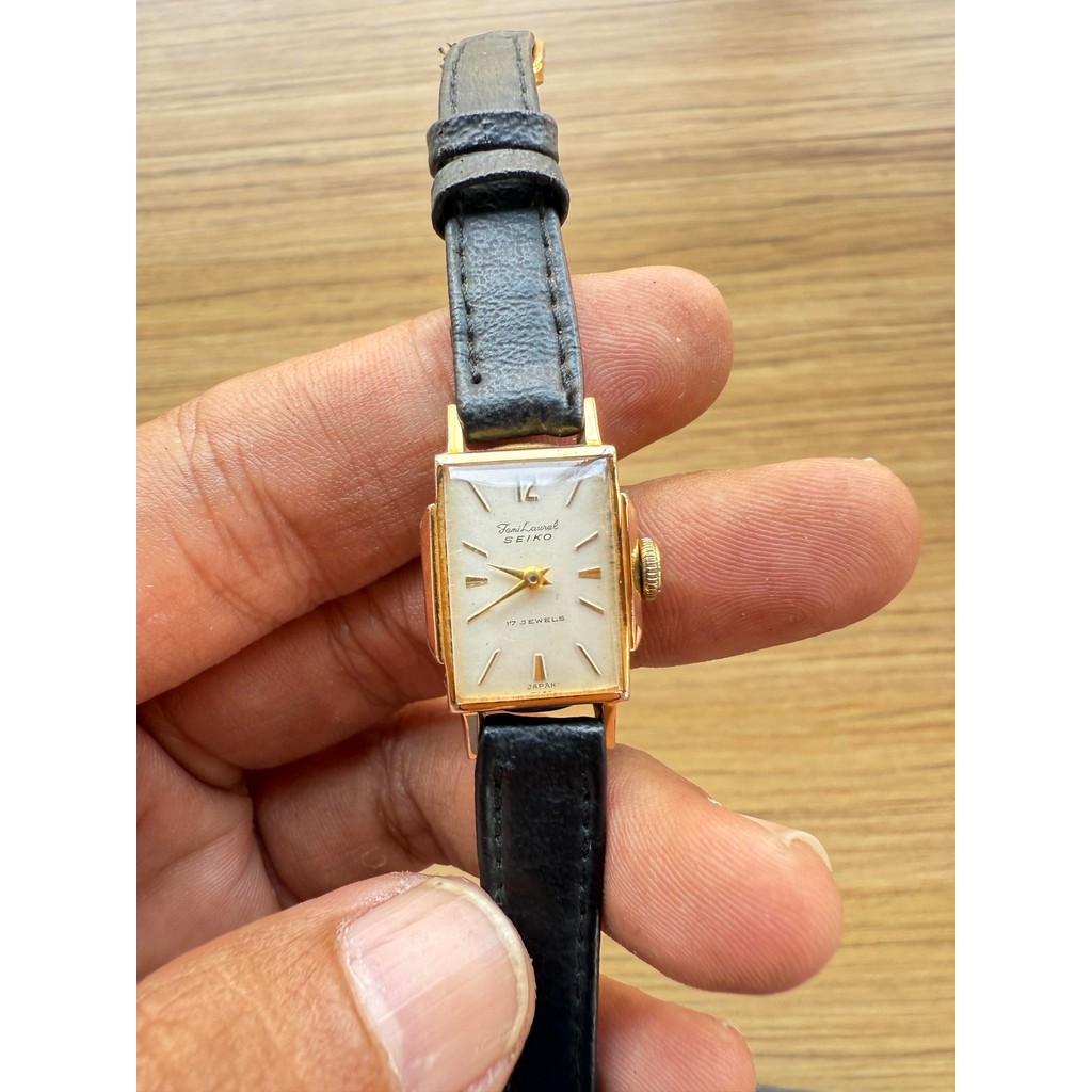 1970 SEIKO TANK FEMI LAUREL GOLD PLATED LADIES MANUAL WINDING WATCH