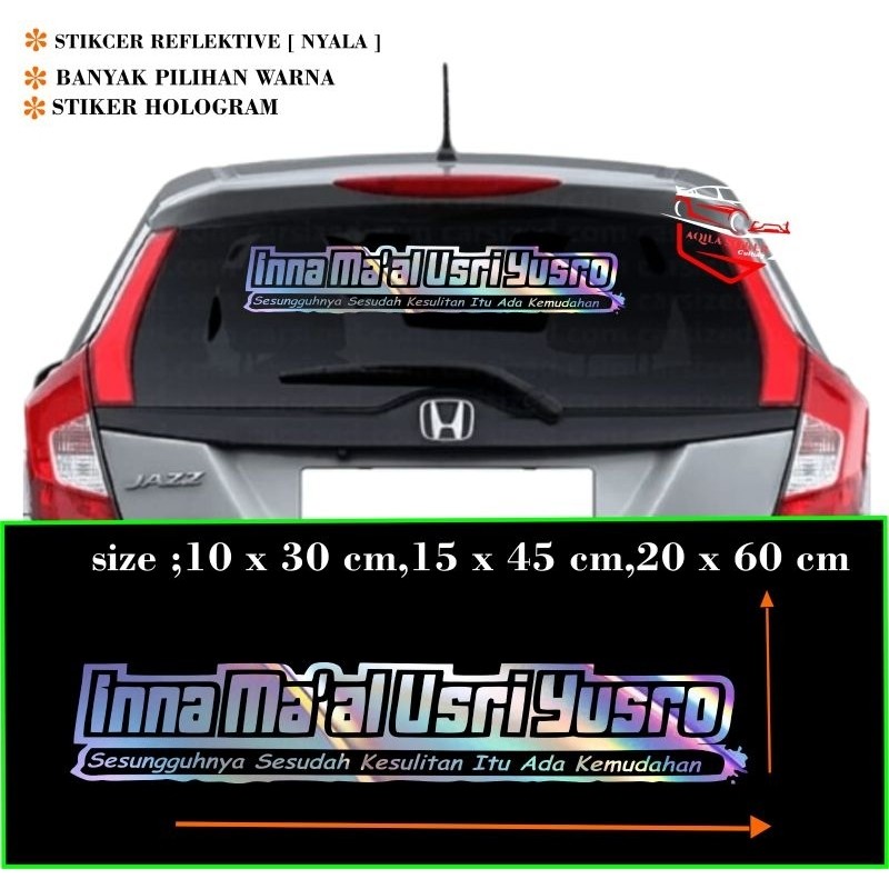 Cutting Sticker Innamal Usri Yusro Stiker Kaca Depan Belakang mobil Universal