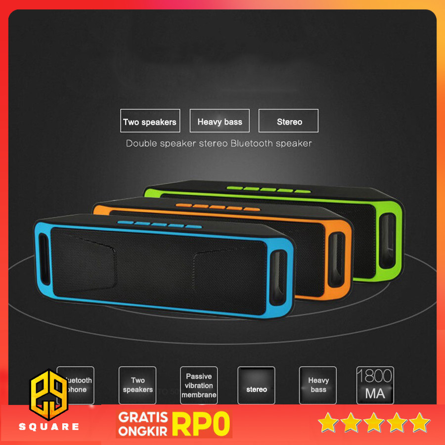 Yinew Speaker Bluetooth Portable Megabass Stereo A2DP - SC-208 Original 99 Square