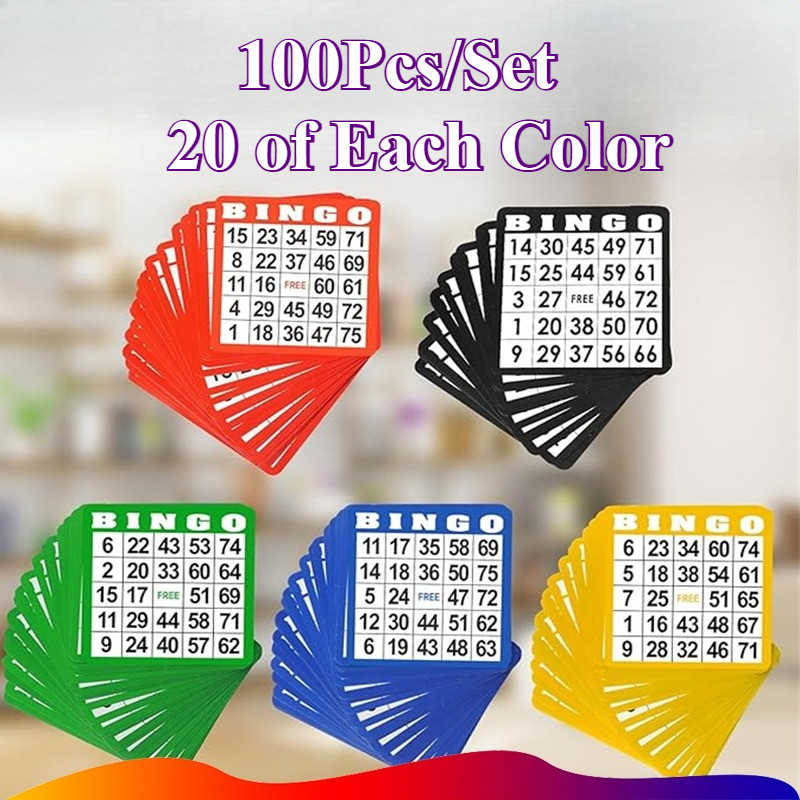 SAMULSHOP 100Pcs/Set  Kartu Bingo Lengkap Besar Bingo Card 5 Warna Bingo Set