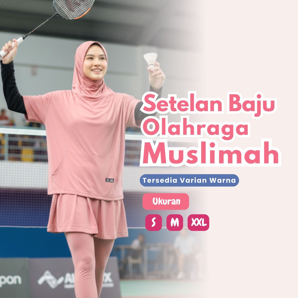 Baju Olahraga Muslimah Setelan Leging Rok Skirt Perempuan Sport Badminton Senam Aerobic