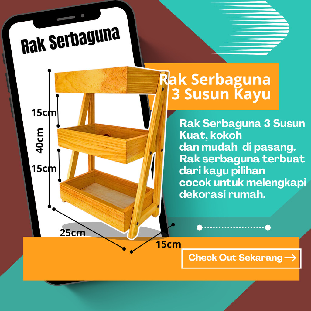 Rak Bawang Susun KAYU JATI Gratis Stiker Tempat Telur Bumbu Dapur Unik Aesthetic Kualitas Premium