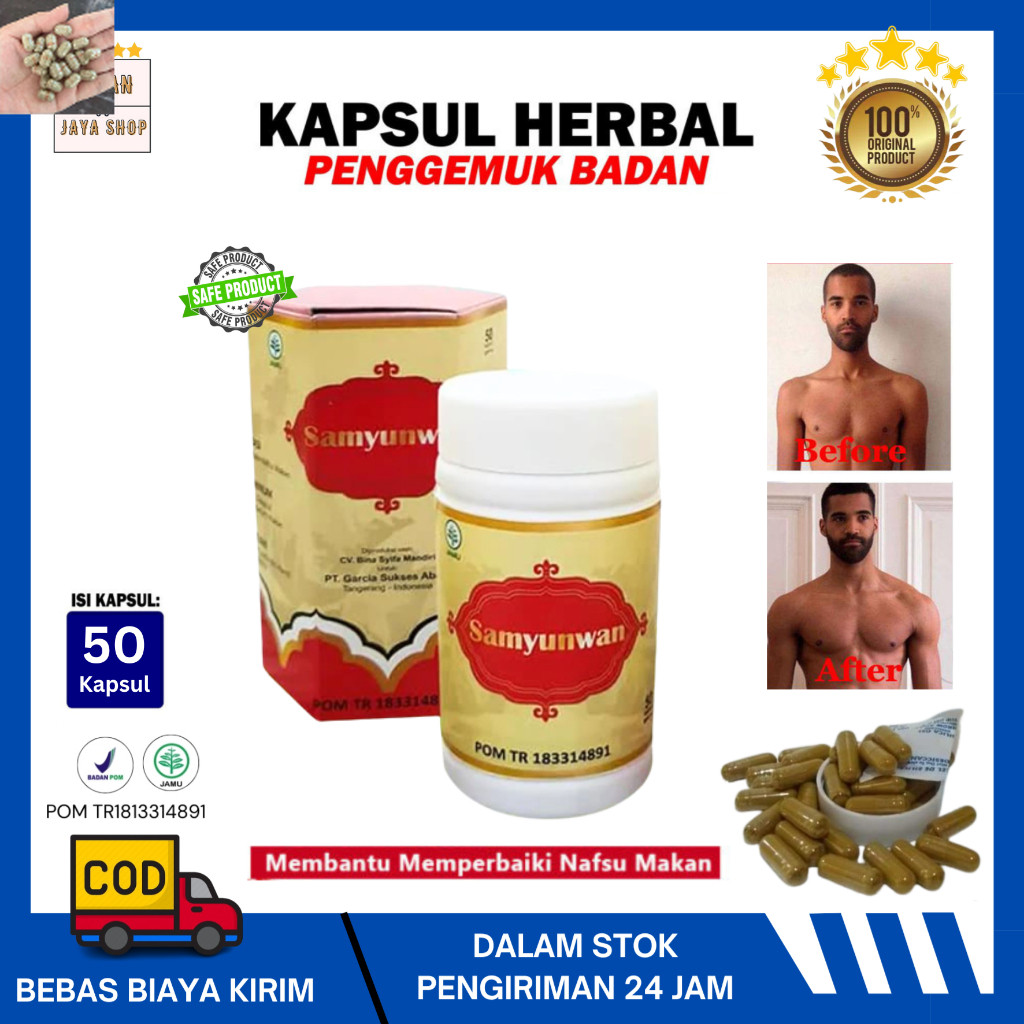 Penggemuk Badan Samyun Wan Original Obat Gemuk Sehat Suplemen Samyunwan BPOM Asli Isi 50 Kapsul Pena