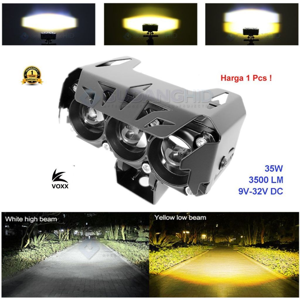 VOXX Lampu LED Tembak Sorot Laser 3 Mata LED SQL 3 Mata HiLo Projie 35W