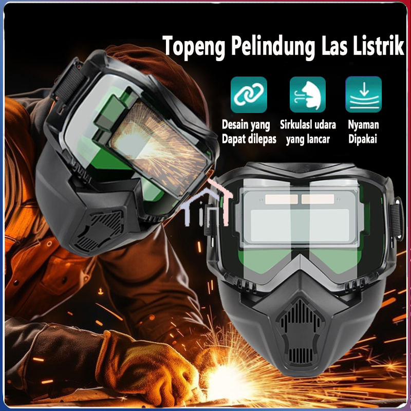 [COD]Topeng Pelindung Las Listrik Helm Las Penggelapan Otomatis, Masker Las Warna Asli/kacamata Las/