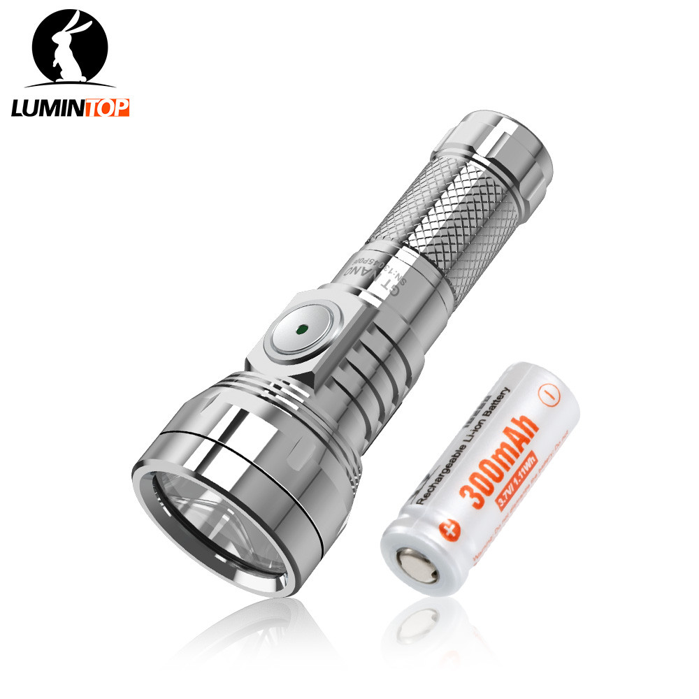 USB TYPE C reargeable flashlight Lumintop GT NANO V3.0 10280 300mah battery support 400 meters long 