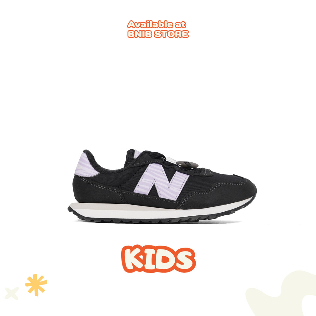 Sepatu Sneakers Anak NB Kids 237 Bungee Lace Black Mauvee Original