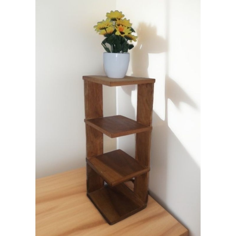 Rak Sudut Ruang Tamu / Rak Minimalis / Rak Kayu Aesthetic / Rak Pajangan Ruang Tamu / Rak Bunga