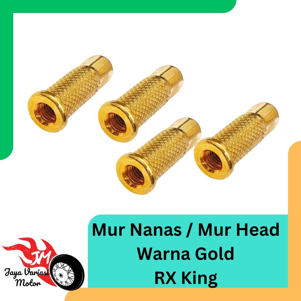 Mur Nenas Mur Jagung Sisik Cylinder Mur Head Deksel Gold M8 Baut 12 Panjang 41mm  RX-KING, RXK, JUPI