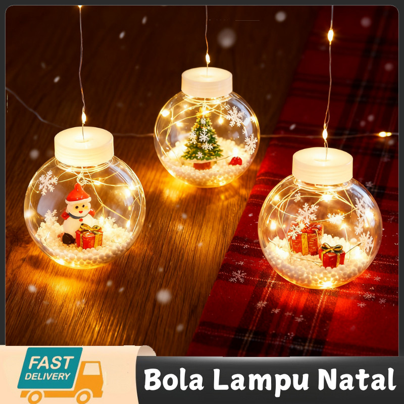 Lampu LED Natal 3m Bola Natal Transparan / Lampu LED Bola Natal Dekorasi Natal / Lampu Tali Natal Se