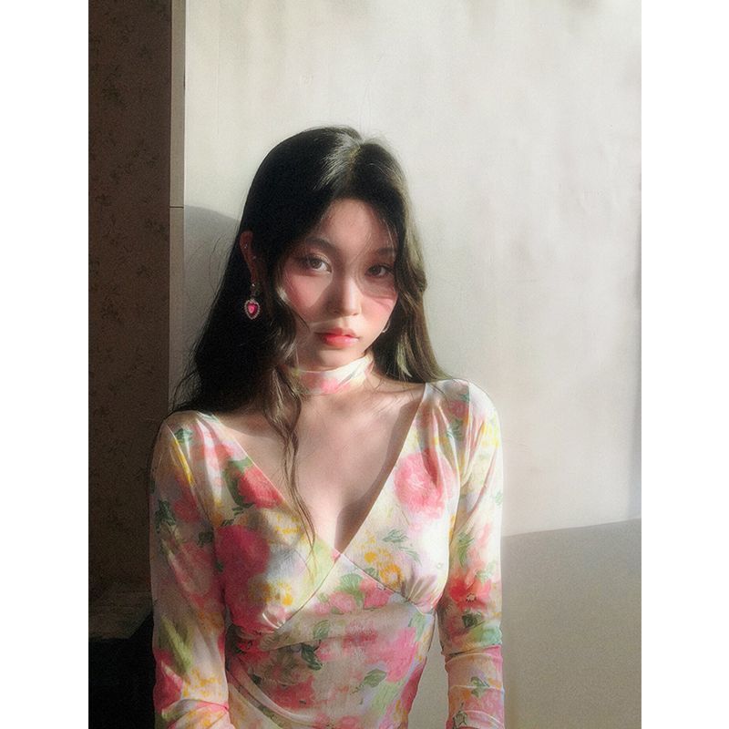 [ COD✅]JelitaCeria Gaya Hong Kong royal sister retro komuter kemeja temperamen ramping bunga wanita 