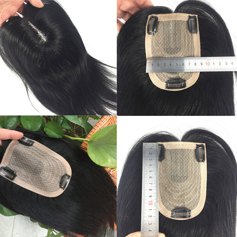 Vsr 9x13 Human Hair Topper For Women Straight 3 Clips Black Breathing Swiss Lace Human Hair Topper