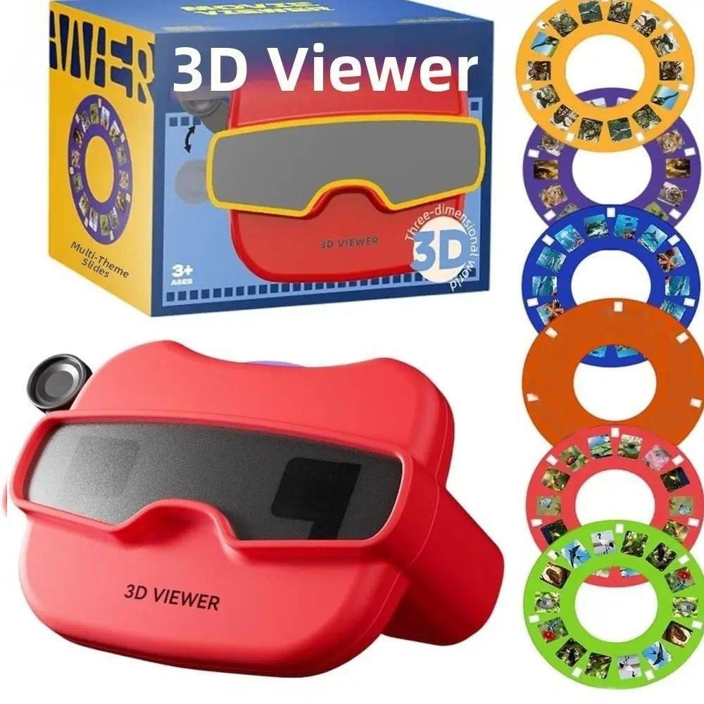 Creative Gift with 6 Reel 3D Stereoscopic Viewer Toy Red Color Portable 3D View-Master 3D Education 