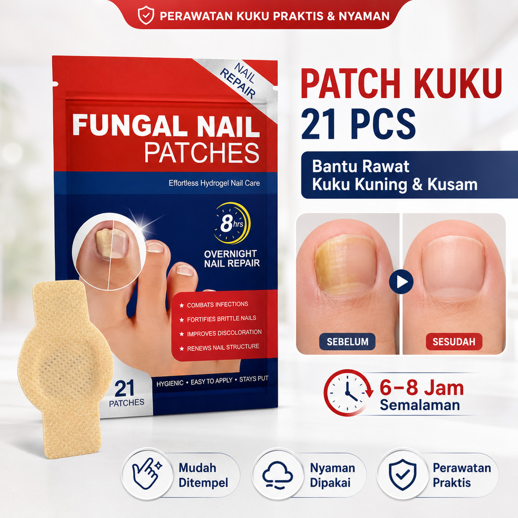 Patch Perawatan Kuku Kaki 21pcs Hydrogel, Koyo Kuku Kuning Kusam Rapuh, Mudah Ditempel untuk Nail Ca