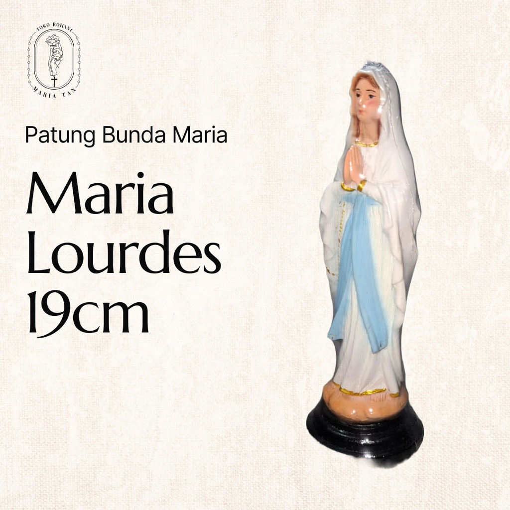 Patung Bunda Maria Lourdes Putih 19 cm - Patung Katolik - Patung Rohani - Bunda Maria