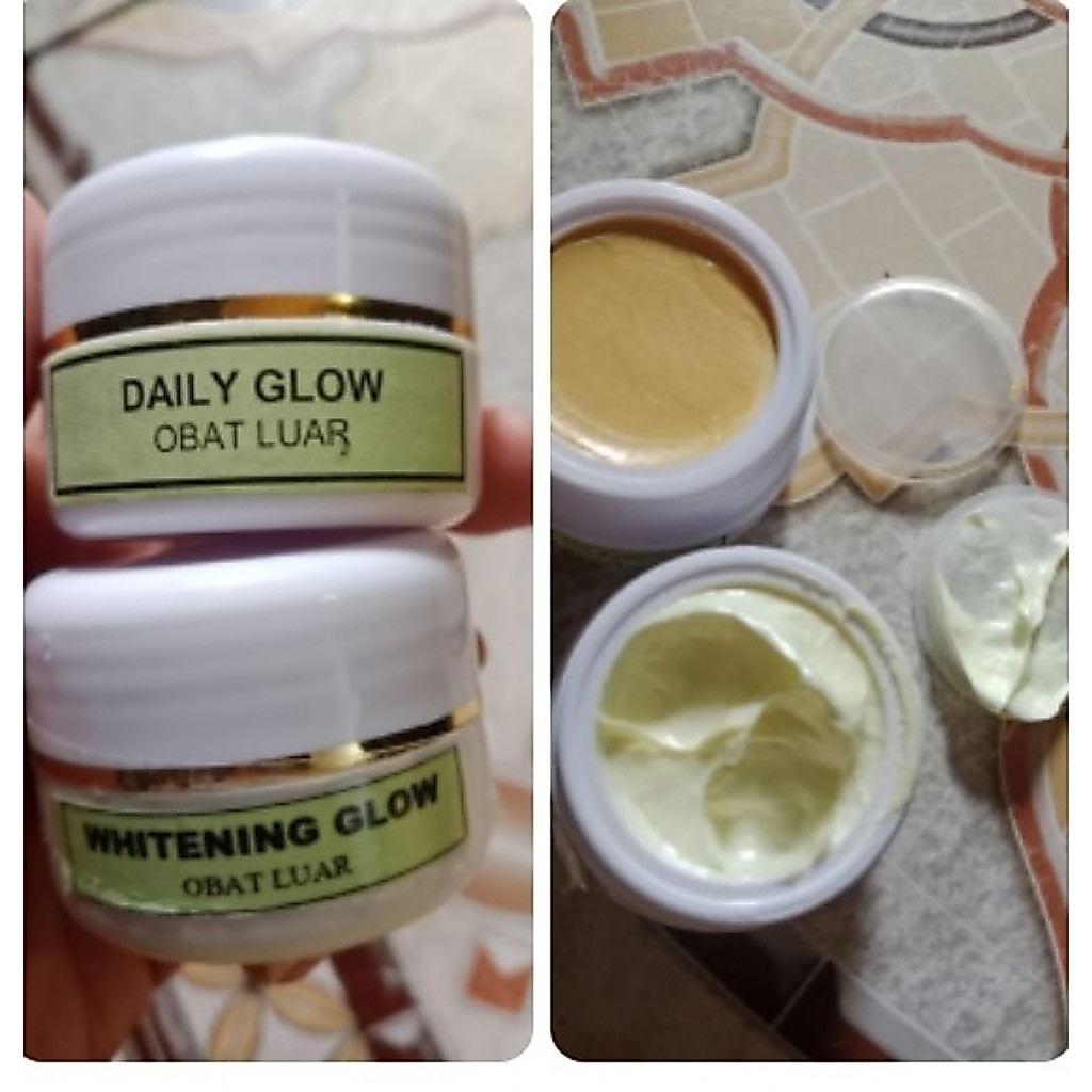 PAKET cream dayli glow kelly siang dan whitening glow cream malam