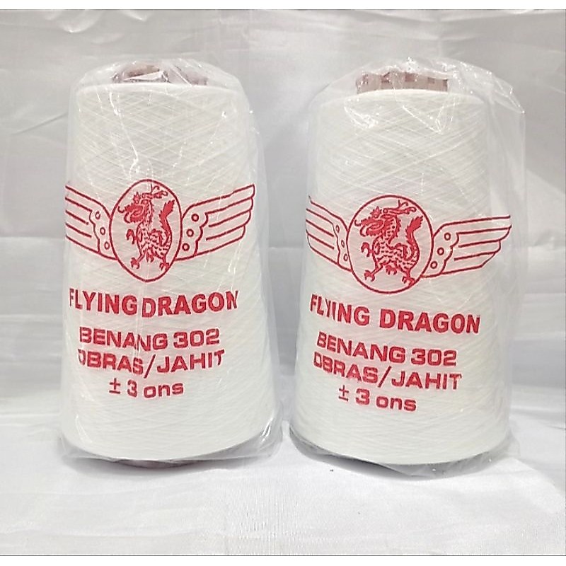 Benang Obras Katun Flying Dragon/Benang Obras Jahit Katun Putih