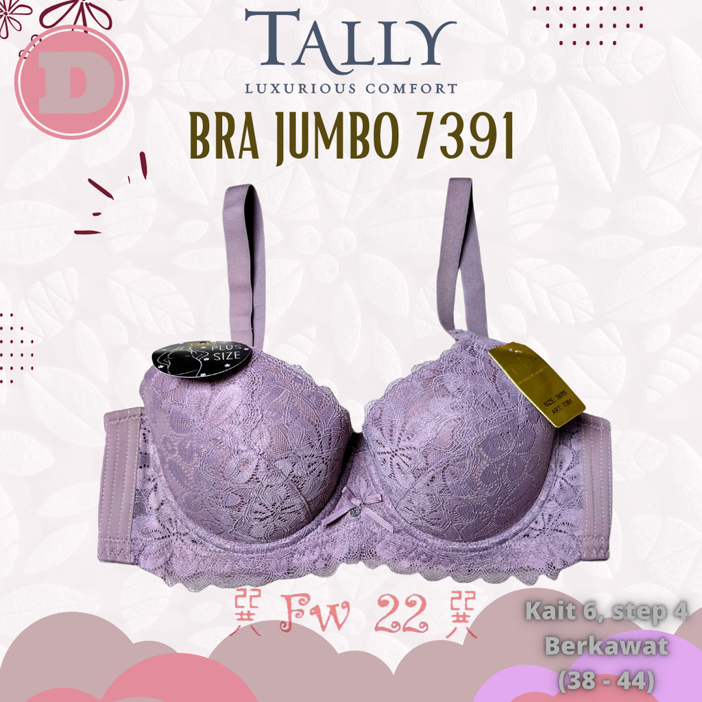 Bra Jumbo Tally 7391 - Berkawat, Busa Tipis, Cup D, Full Cup Ukuran 38-44