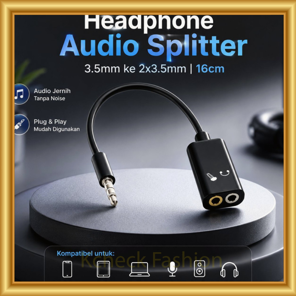Microphone Headphone Audio Splitter 3.5mm ke 2 x 3.5mm -LM837