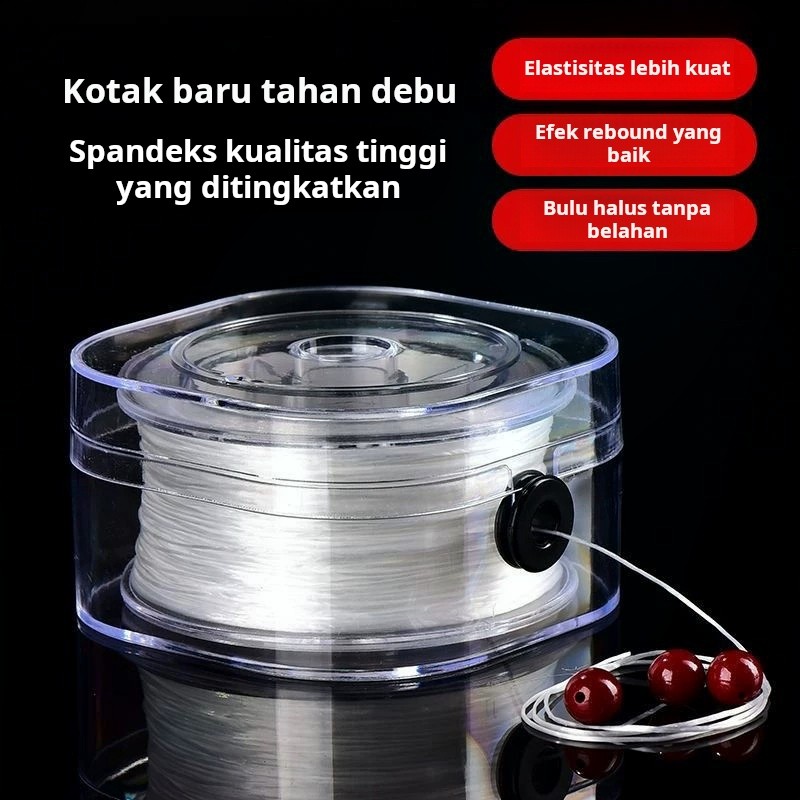Gelang tali elastis impor dengan manik-manik kristal, benang elastis tahan aus, cocok untuk mengolek