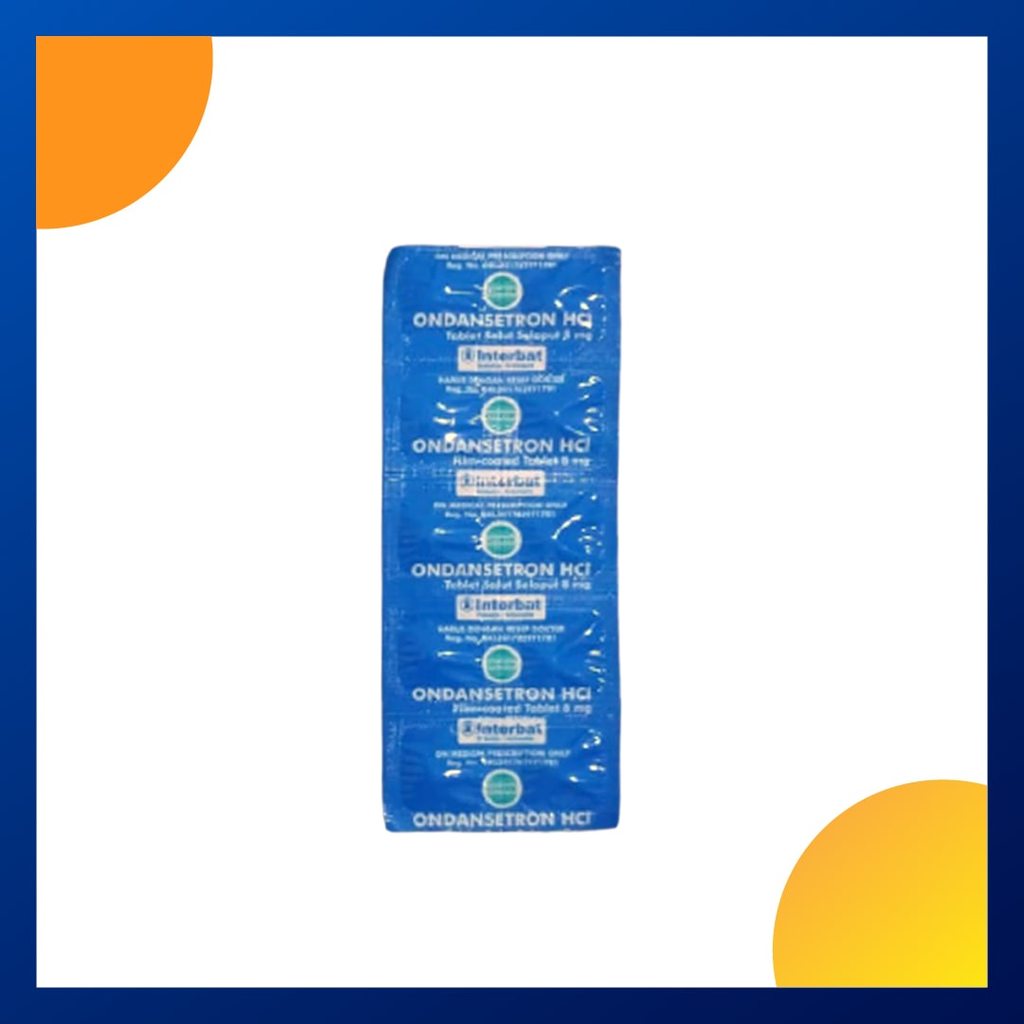 ONDANSETRON GENERIK INTERBAT 8 MG 1 STRIP @ 10 TABLET SALUT SELAPUT