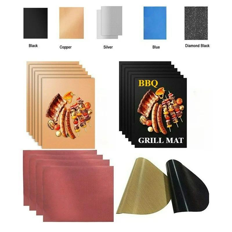 5 pcs Grill Mats Grill Mats Non Stick, BBQ Outdoor Grill & Baking Mats - Reusable, Easy to Clean Bar
