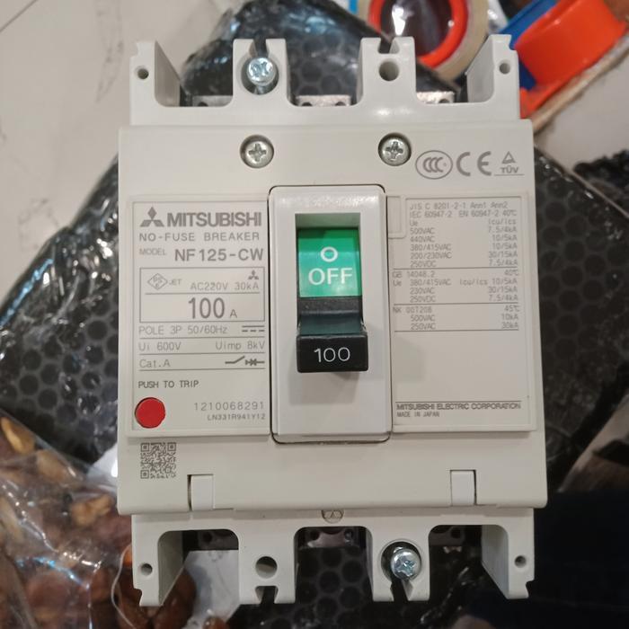mccb Mitsubishi NF125-CV 3P 100A MCCB BREAKER MITSUBISHI 100A