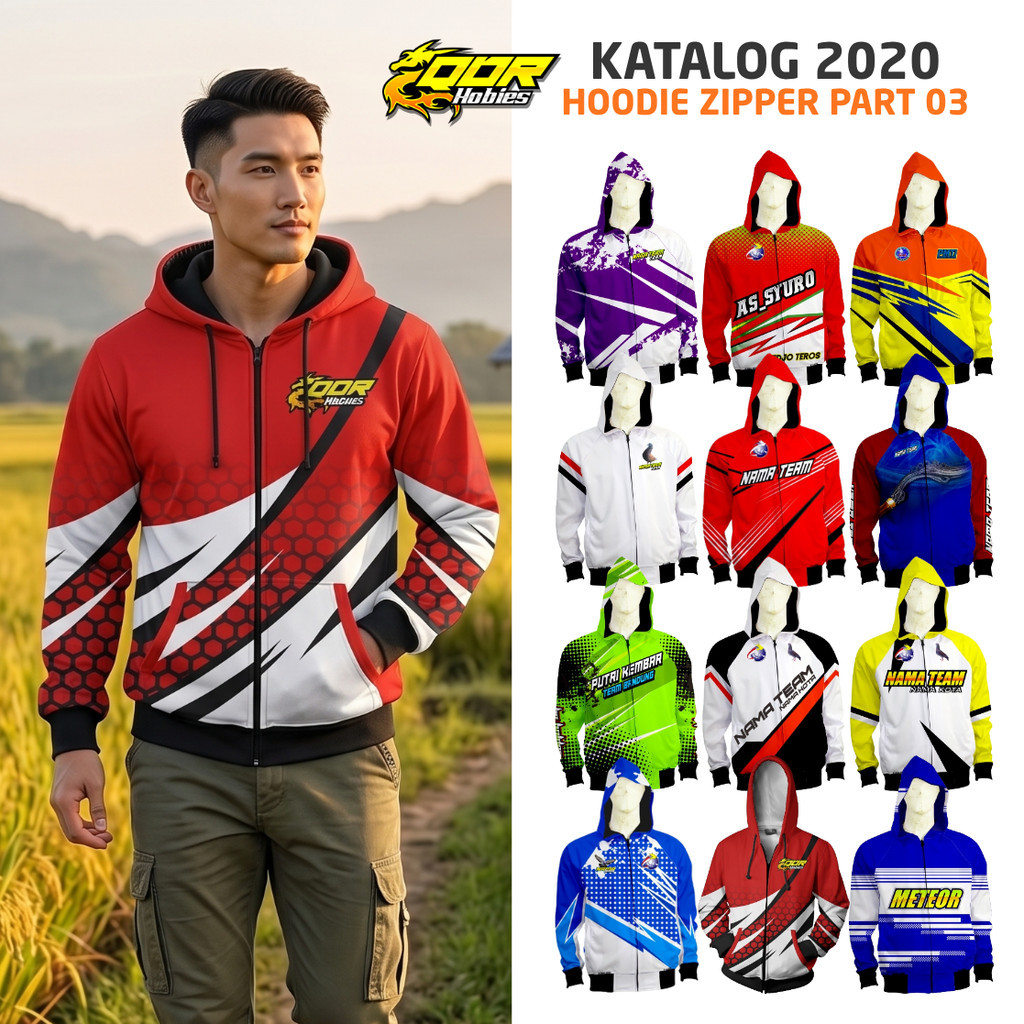 Jaket Custom Merpati QDR HOBIES Hoodie Zipper Katalog 2020 Part 03 Custom Nama Tim dan Foto