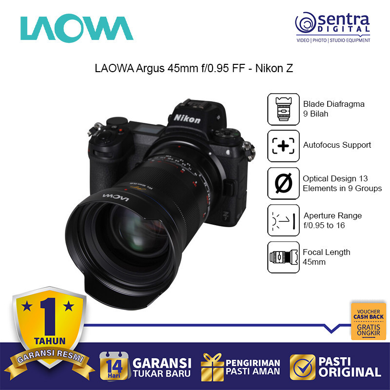Venus Optics Laowa Argus 45mm f/0.95 Full Frame Manual Lens | Lensa 45 mm f0.95 FF  X01