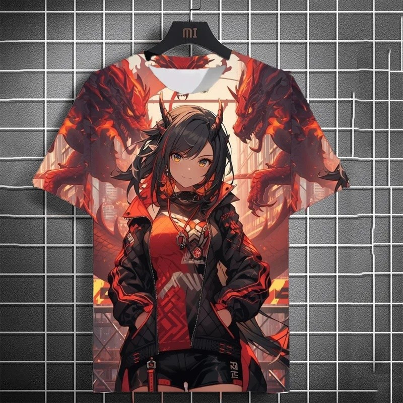 Kaos cetak serbaguna untuk pria dan wanita. Motif pedang samurai Jepang, anime, menonjol dan unik, l