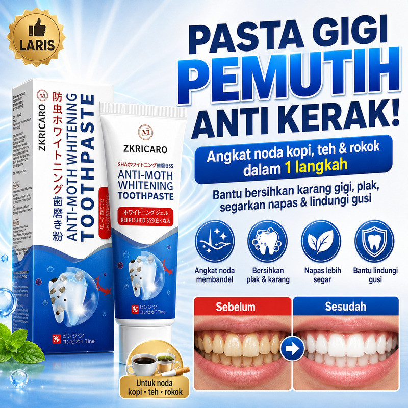 COD [TEKNOLOGI JEPANG] Pasta Gigi Pemutih Anti Rongga | Penghilang Noda Kopi, Teh & Rokok | Mengandu