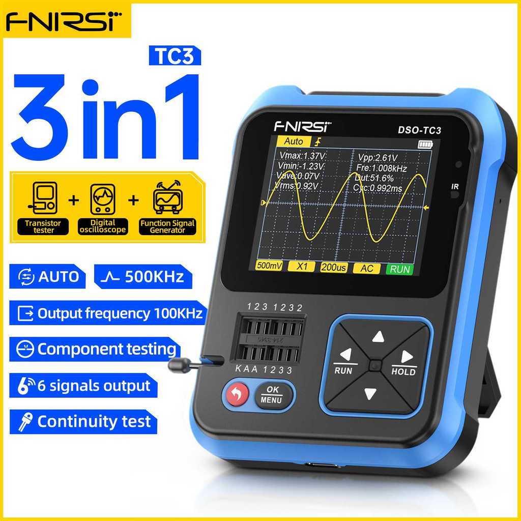FNIRSI Digital Oscilloscope Transistor Tester 3in1 Handheld - DSO-TC3