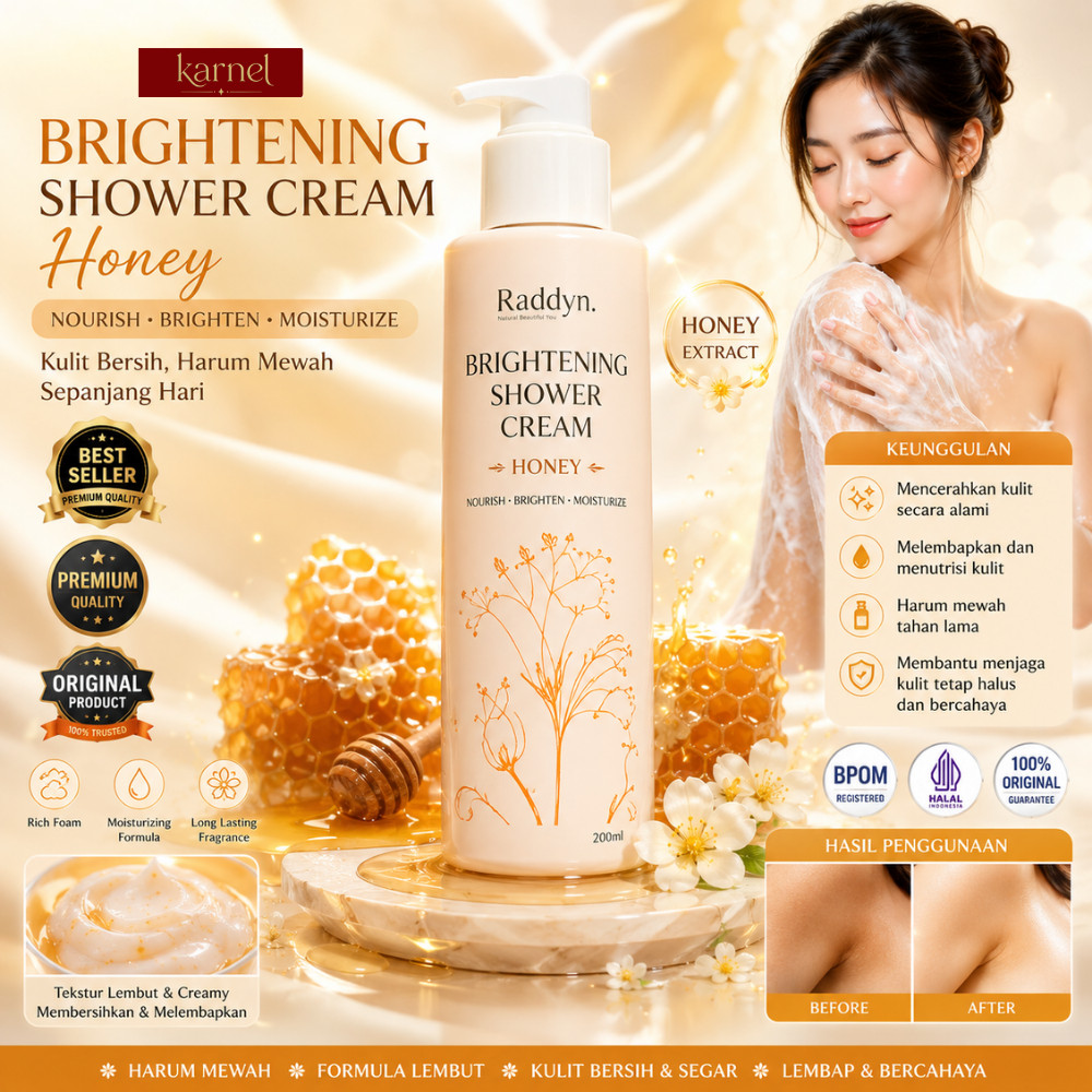 RADDYN Brightening Shower Cream - Honey - Full Size