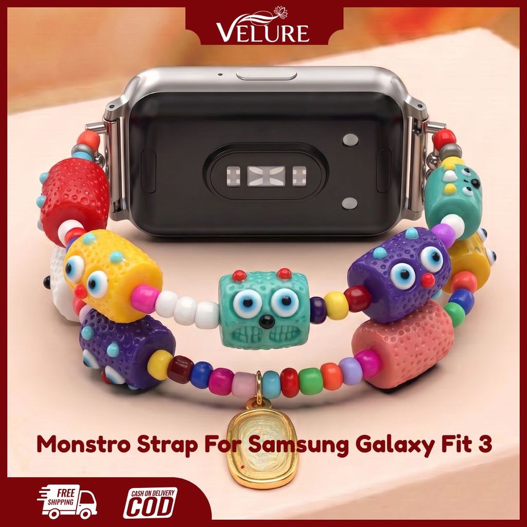 Monstro Strap For Samsung Galaxy Fit 3 Smartwatch - Tali Jam Tangan Motif Kartun Monster Warna-Warni