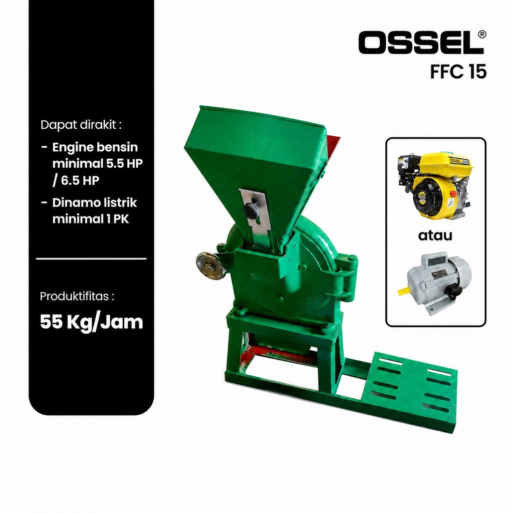MESIN PENEPUNG MESIN GILINGAN TEPUNG DISK MILL FFC 15 + DINAMO