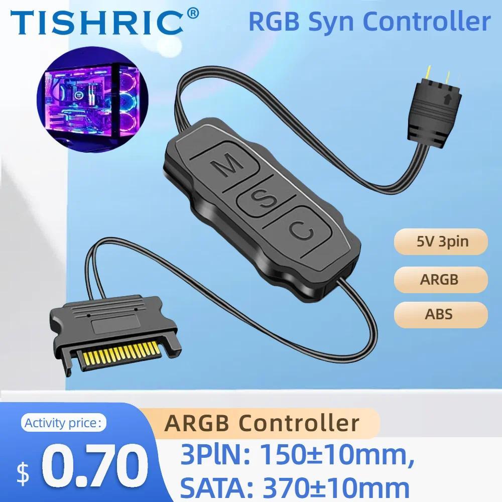 TISHRIC  Mini RGB Sync Adapter Controller 5V 3pin To SATA ARGB Controller Cable Computer PC Case Coo