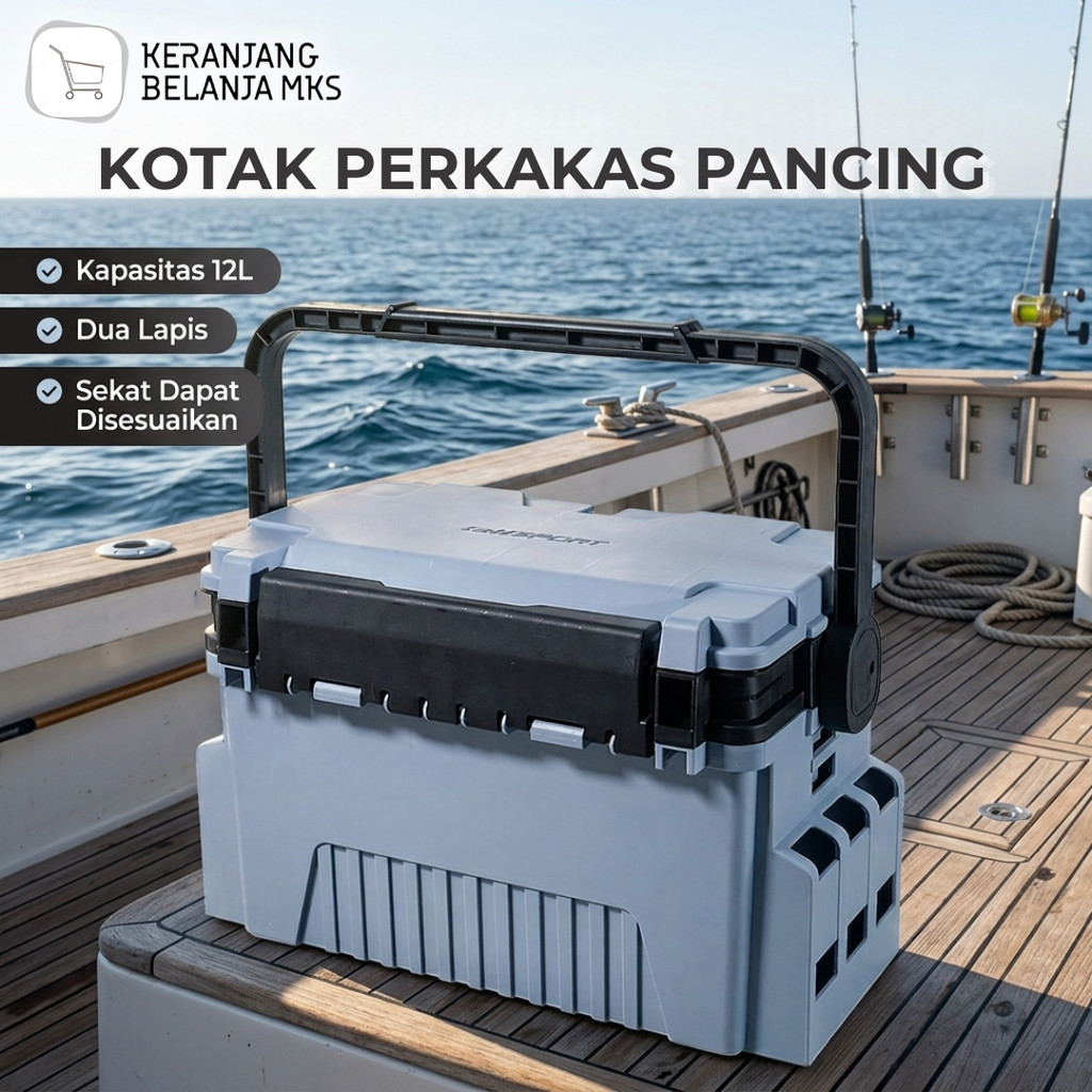 Kotak Perkakas Pancing Fishing Tackle Box Double Layer