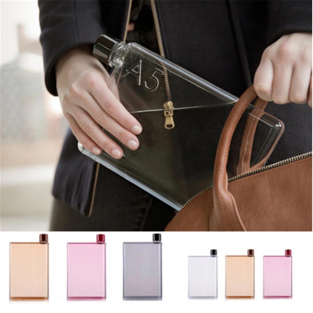 420ML Paper Cup Botlte Flat Water Bottle Bpa Free Clear Book Sports water cup notebook paper flat A4