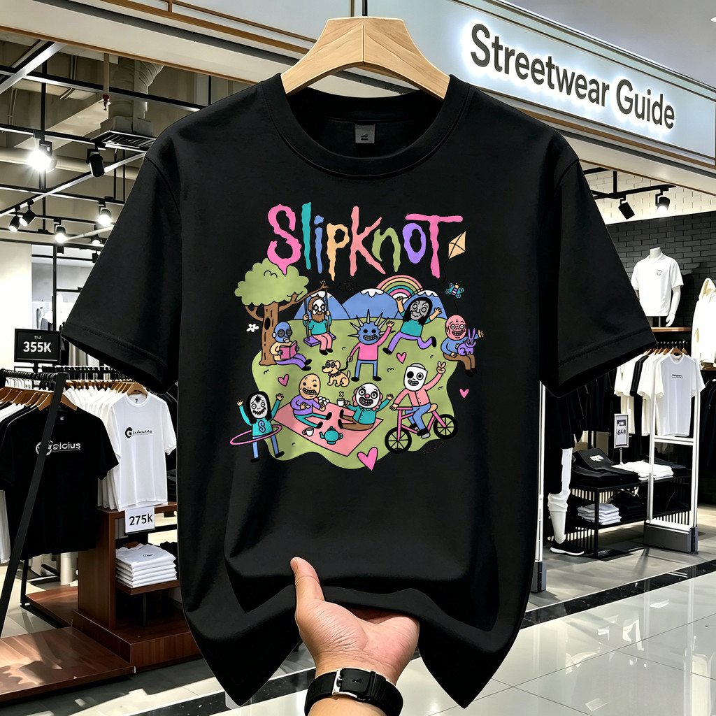 Kaos Pria Distro Original 100% Slipknot Desain Kartun Colorful Kaos Band Band Merch Kaos Oversize Ka