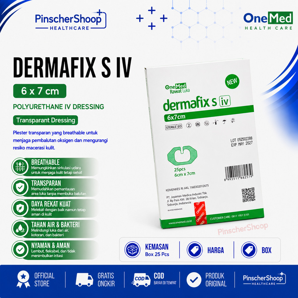 Dermafix S IV 6x7 cm Plester Infus Transparan Steril IV Cannula Dressing Isi 25 Pcs / Box