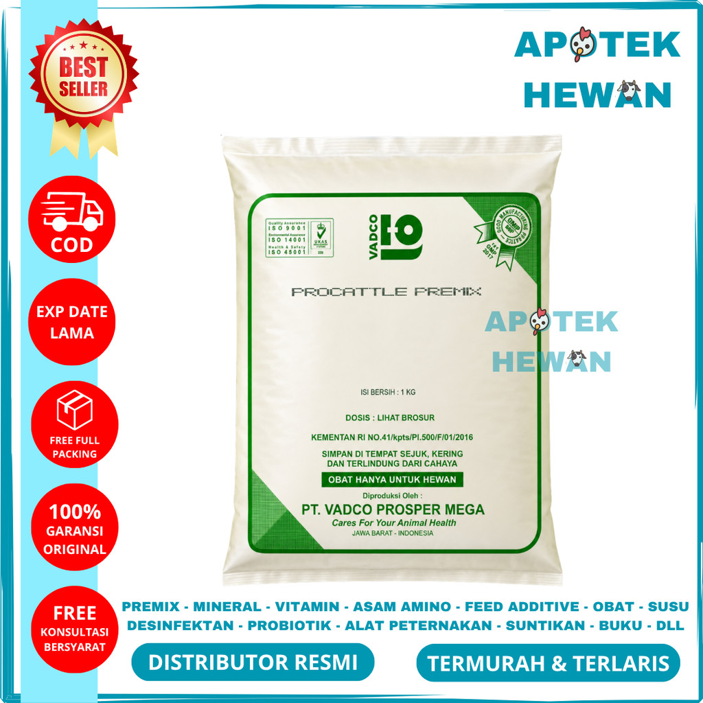 PROCATTLE PREMIX 1 KG VADCO - PRO CATTLE Premix VADCO Vitamin Mineral Sapi Potong Perah Kambing