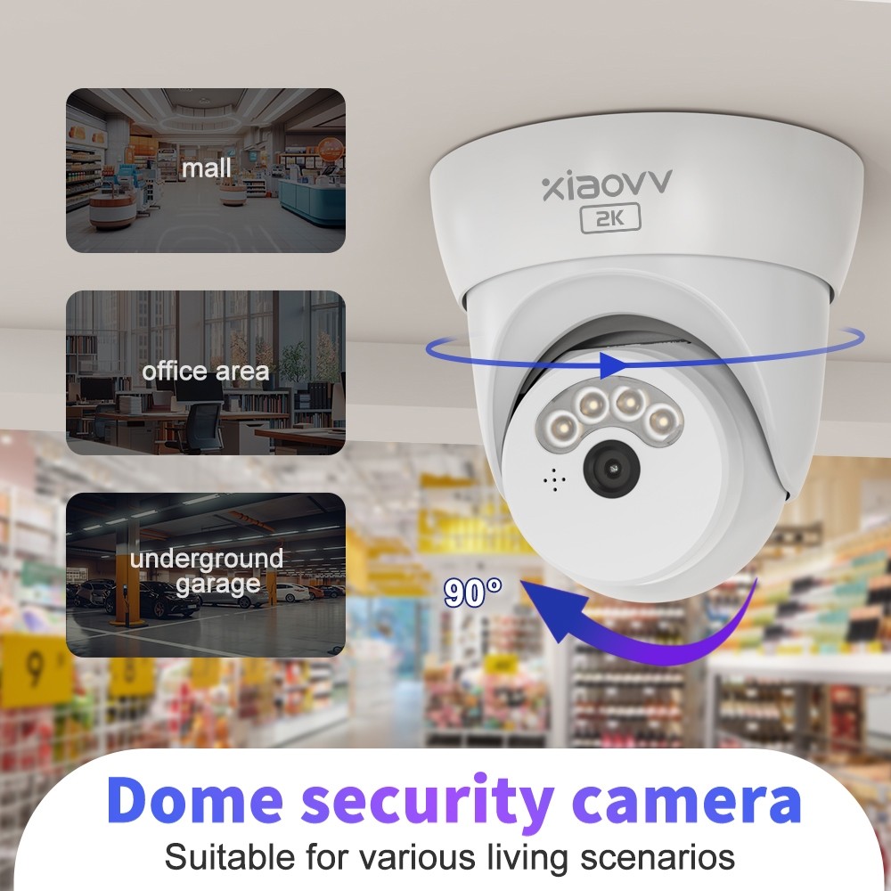 Xiaovv Q3 Kamera CCTV Outdoor 2K Full HD - Kamera Pengawasan HP Remote Interkom Suara Dua Arah Cocok
