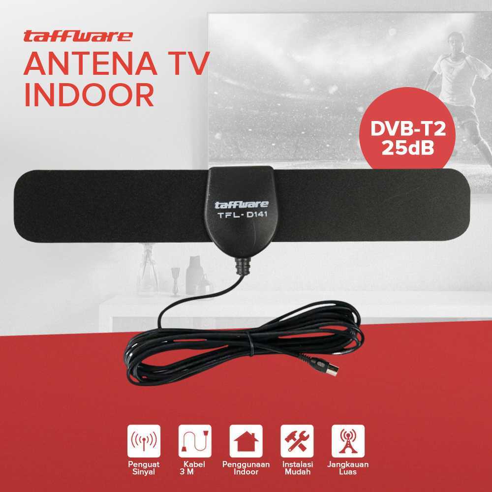 ANTENA TV DIGITAL INDOOR DVB-T2 Sinyal KUAT 25DB ULTRA THIN DENGAN KABEL 3 METER
